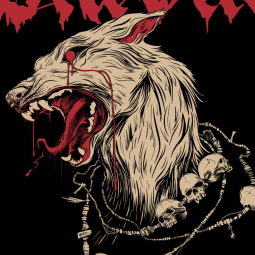 <strong>"Wolf" shirt design (2022)</strong><br>"Wolf" shirt design for the band Shroud<br />
(Procreate / IPad Pro) 2022.