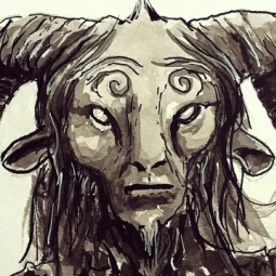 <strong> "Fauno" sketch 2016 (SOLD)</strong><br> "Fauno" from Guillermo Del Toro Pan's Labyrinth<br />
(Ink on paper) 2016.<br />
Available as a print<br />
(ORIGINAL - SOLD)