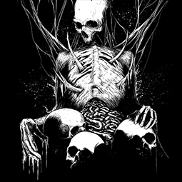 <strong>"Dead and Rotting" Illustration</strong><br>Old school T-shirt design <br />
(black & white drawing for the band Obsolete Mankind). 2015
