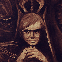 <strong>"H.R. Giger" sketch (SOLD)</strong><br>"H.R. Giger" My last farewell to the master. 2.5 hours sketch <br />
(oil on canvas, 12x16). 2014<br />
Available as a print. (Original - SOLD)