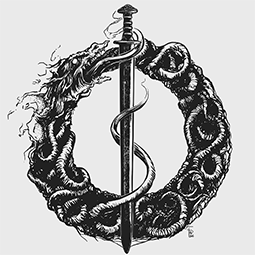 <strong>"Ouroboros" symbol </strong><br>"Ouroboros" symbol for the Band Talamyus. (Ink on Bristol paper). 2016