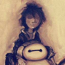 <strong>Big Hero 6 sketch (SOLD)</strong><br>Big Hero 6 sketch I did for this year Montreal ComicCon (Oil on canvas, 12x24). 2015 <br />
Available as a print. (Original - SOLD)