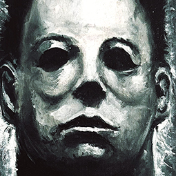 <strong>"Michael Myers" sketch 2023 (SOLD)</strong><br>"Michael Myers" sketch <br />
(Oil on 6x12 panel) 2023. <br />
Available as a print (Original SOLD)