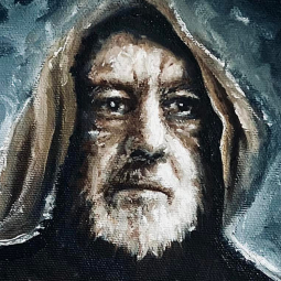 <strong>"Obi Wan Kenobi" sketch 2022</strong><br>1h1/2 - 2h oil sketch of Obi Wan Kenobi,<br />
(Oil on canvas, 8x10) 2022<br />
(Original - AVAILABLE)