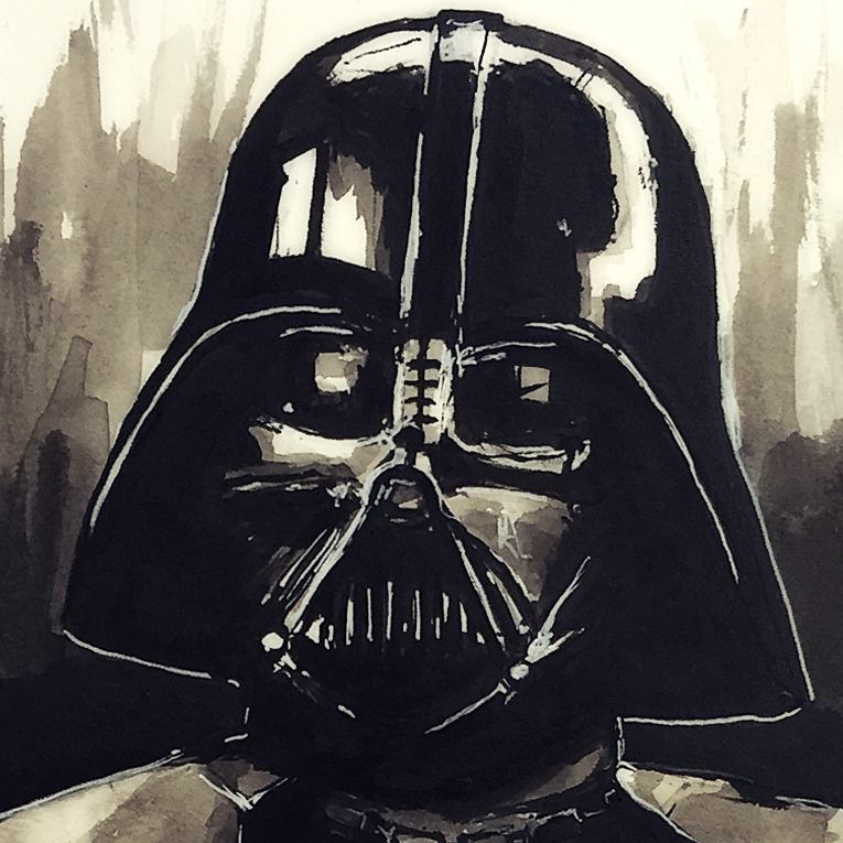 <strong>"Darth Vader" (2016)</strong><br>Quick sketch of our favorite vilain. <br />
(Ink on paper) 2016.<br />
Available as a print.