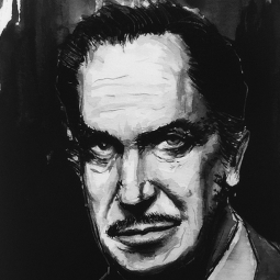 <strong>"Vincent Price" (2018)</strong><br>Sketch of horror icon "Vincent Leonard Price Jr."<br />
(Ink on Canson cold press paper) 2018