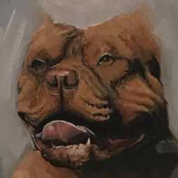 <strong>"Maverick"</strong><br>My contribution for the Pit Bull Art Show. <br />
(9x12, oil on canvas) 2016.<br />
(ORIGINAL - AVAILABLE)
