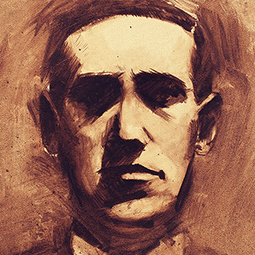 <strong>HP Lovercraft sketch</strong><br>Messy Lovecraft. 2 hours sketch <br />
(oil on canvas,16X12). 2013<br />
Available as a print. (Original - AVAILABLE)<br />
